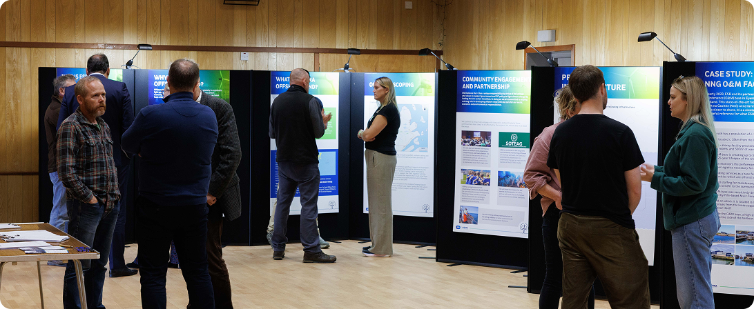 Attendees pictured at the public exhibition in Voe Public Hall