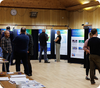 Attendees pictured at the public exhibition in Voe Public Hall